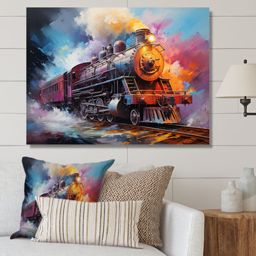 Abstract Train Chromatic Journey I - Train Canvas Wall Art